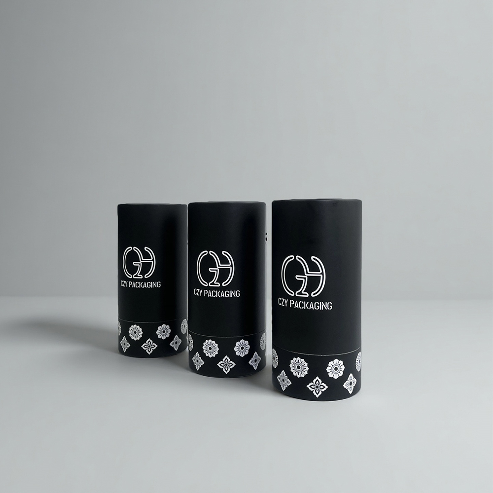 Black Floral-Patternedl Perfume Paper Tube Packaging (4)