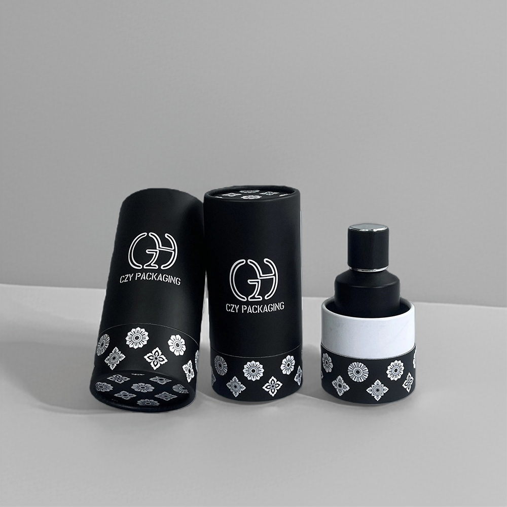 Black Floral-Patternedl Perfume Paper Tube Packaging (5)