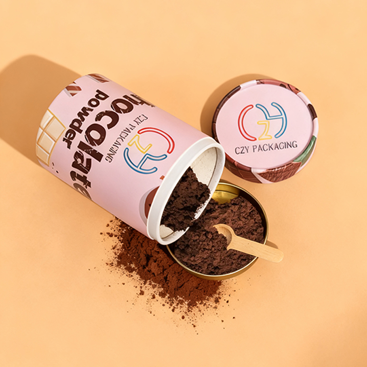 Custom Chocolate Powder & Powdered Products Paper Tube with Metal plug (5).JPG