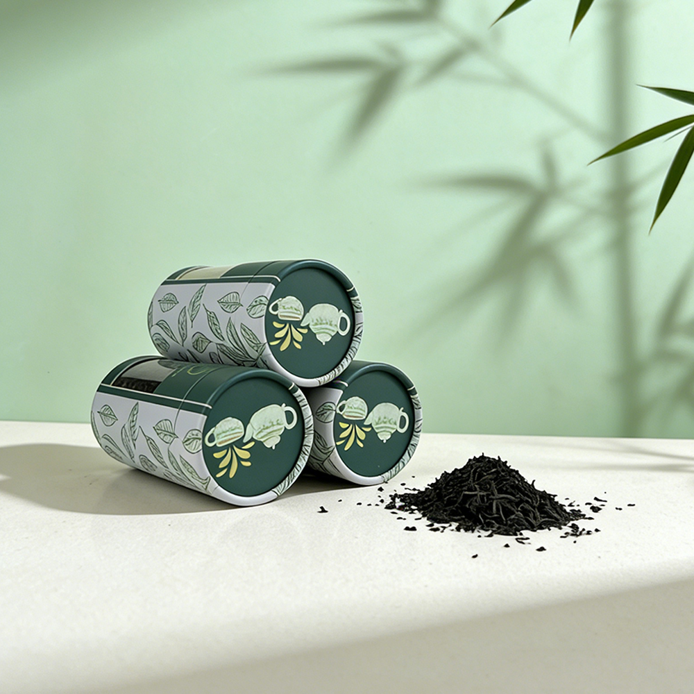 Custom Recyclable Windowed Paper Tube Packaging for Tea (3)