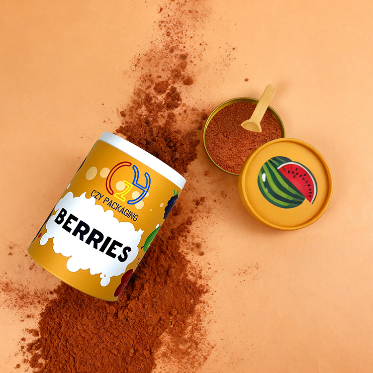 Recyclable Custom Berry-Themed Paper Can Packaging for Powder  (1).JPG