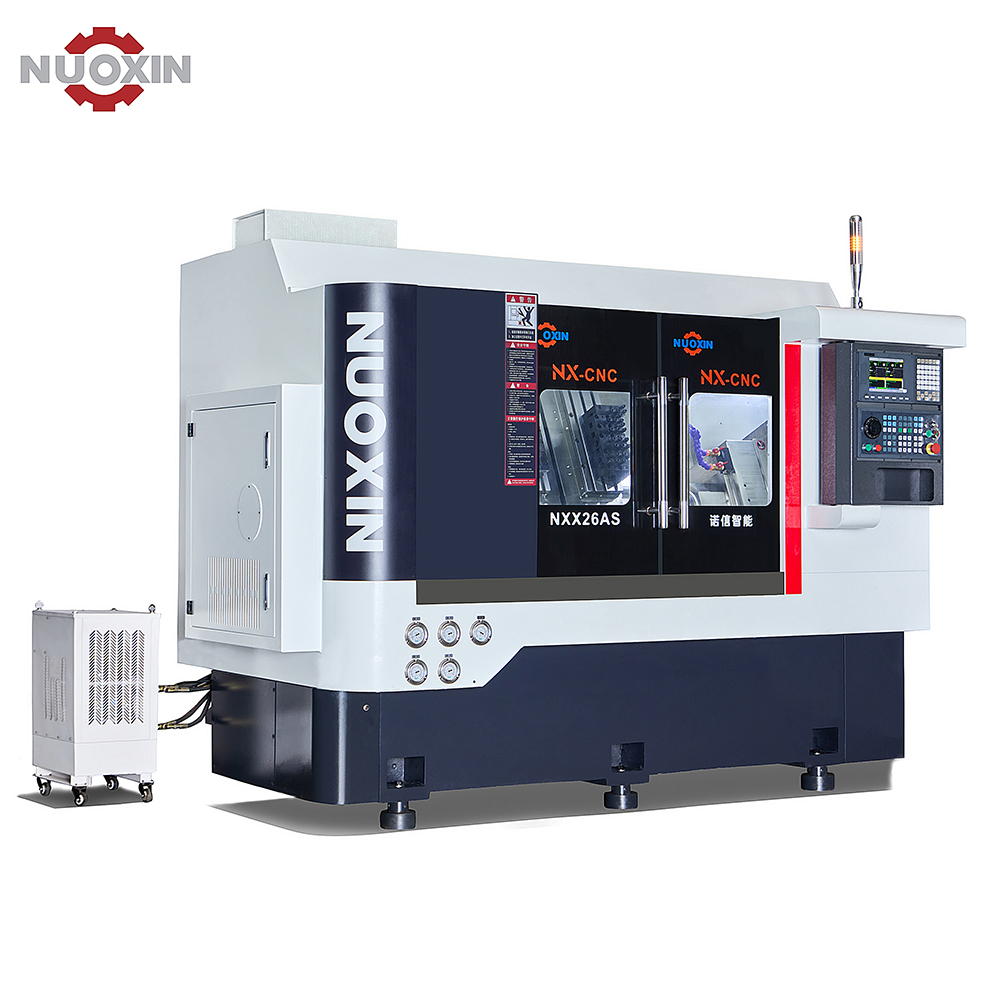 NXX-26AS: Torno CNC de bancada inclinada, doble husillo y doble bandeja de herramientas