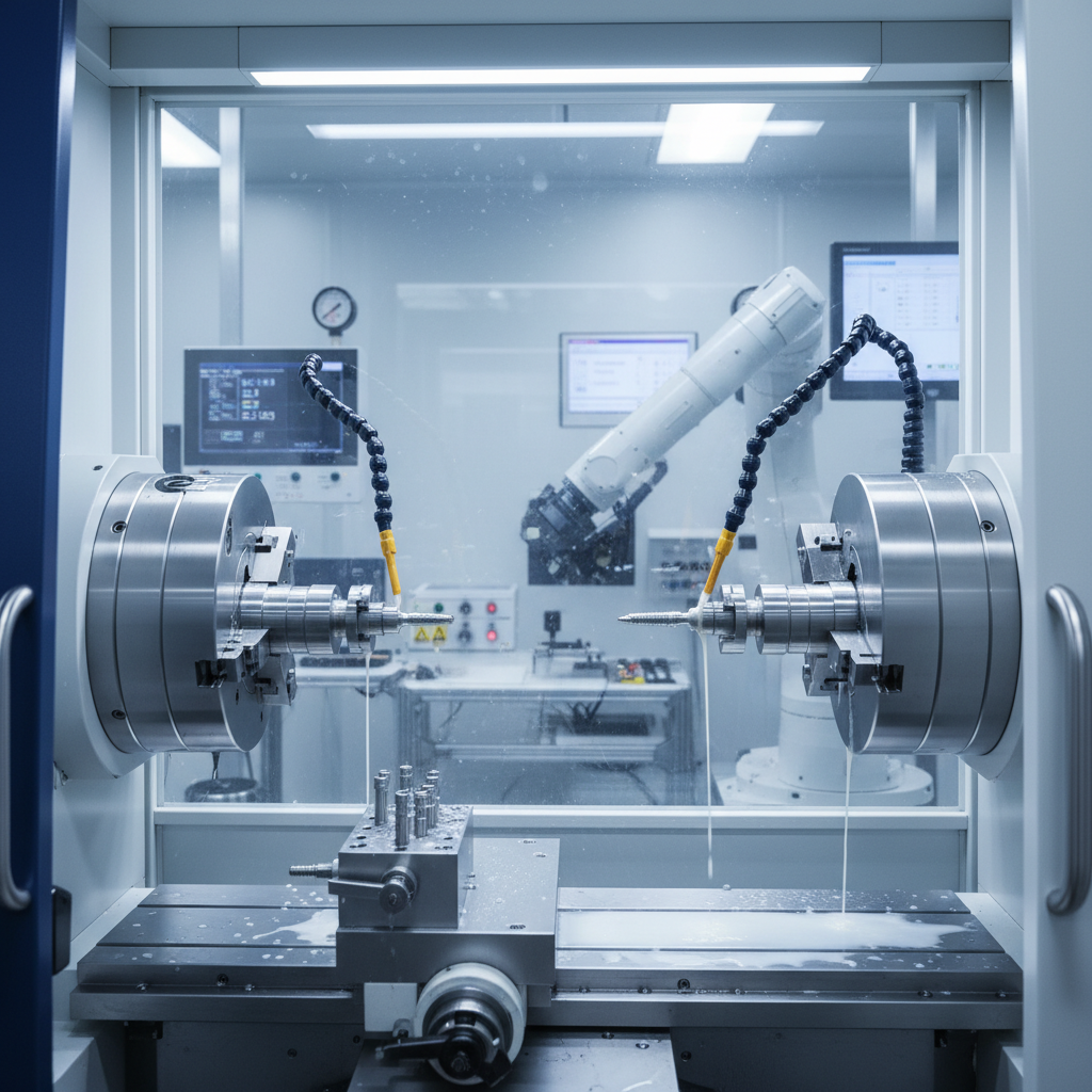 Tıbbi Cihaz Üretimi İçin Çift Milli CNC Torna Tezgahı