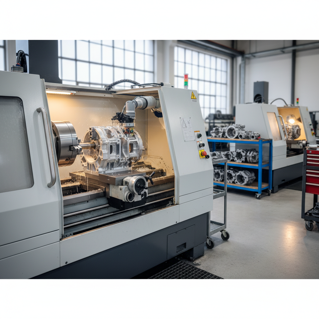 Motosiklet Motor Parçaları İçin Yatay CNC Torna Tezgahı