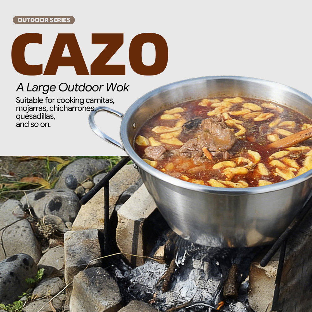 Stainless steel large bevel double-eared deep-bottomed wok, which can be used for outdoor cooking, food frying and frying