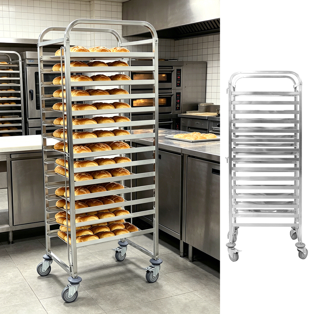 Stainless Steel Bakery Sheet Pan Rack Mobile Bun Pan Cooling Trolley for Commercial Baking Shop