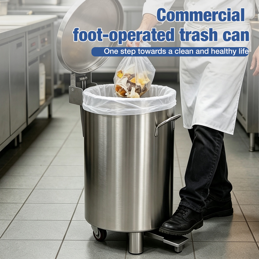 Pedal Trash Can with Wheels