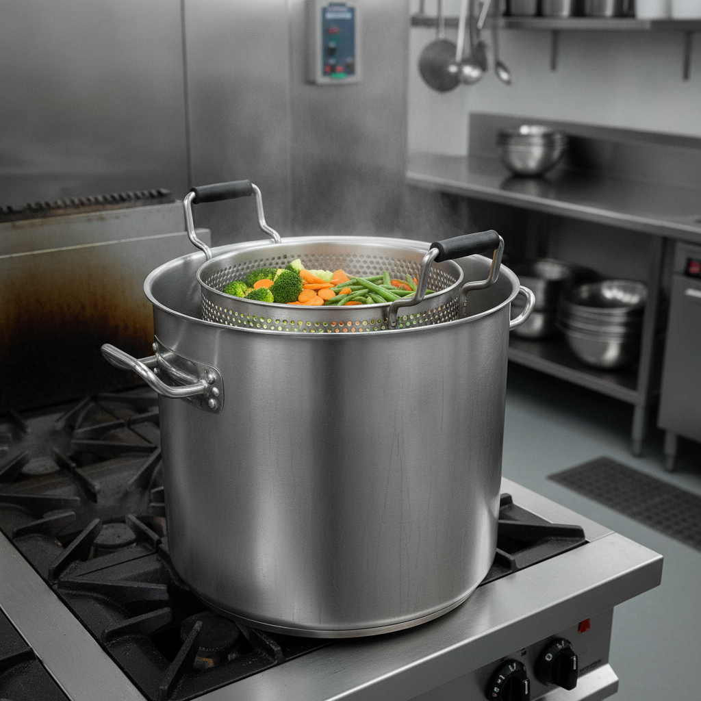Stainless Steel Stock Pot With Basket For Commercial Food Prep