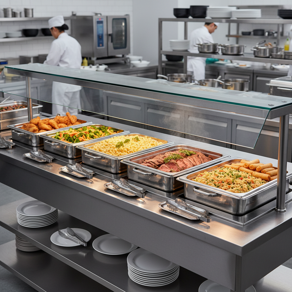 Commercial Kitchen Prep Table For Buffet Food Warming