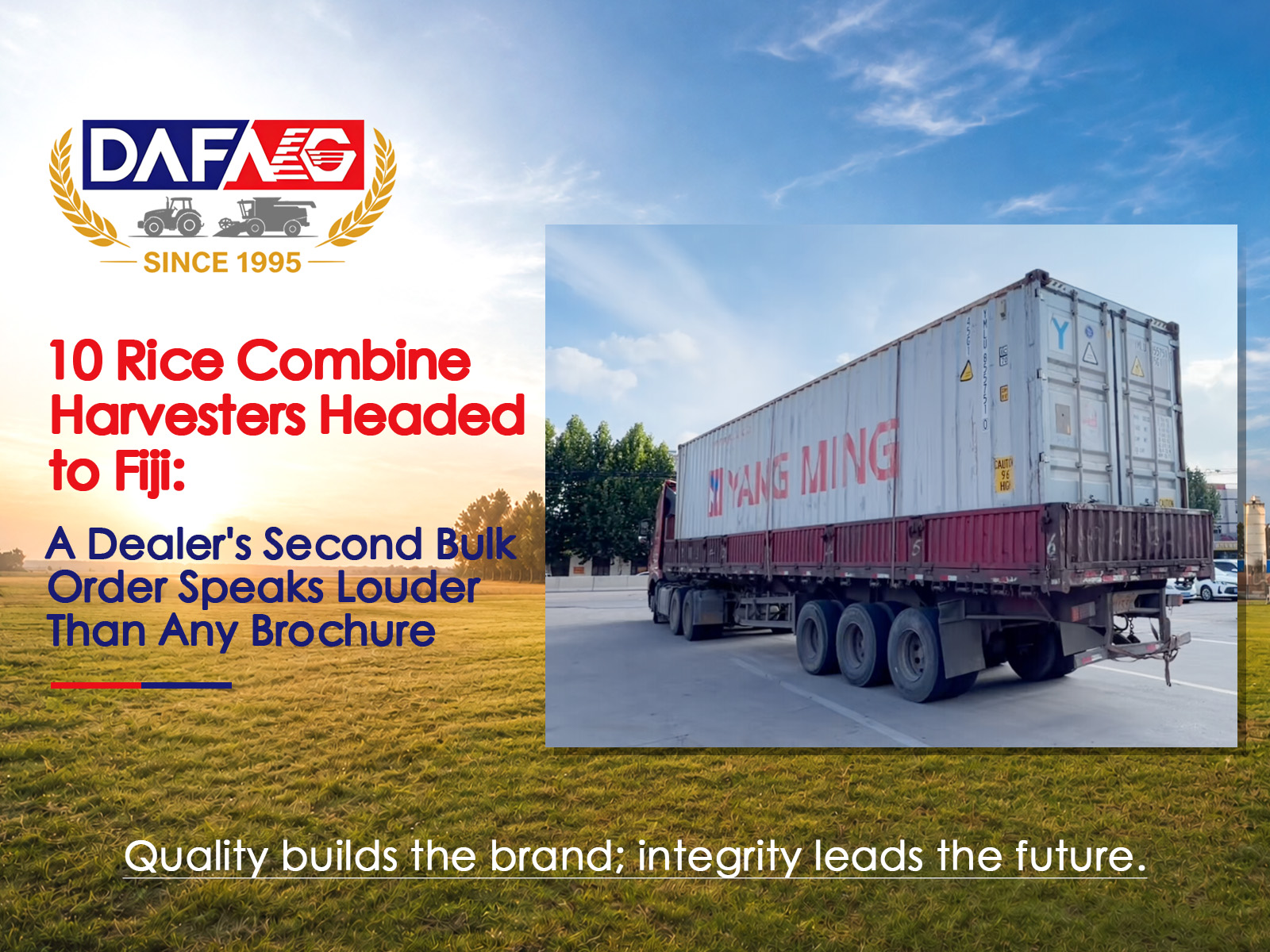 10 Rice Combine Harvesters Headed to Fiji: A Dealer's Second Bulk Order Speaks Louder Than Any Br...