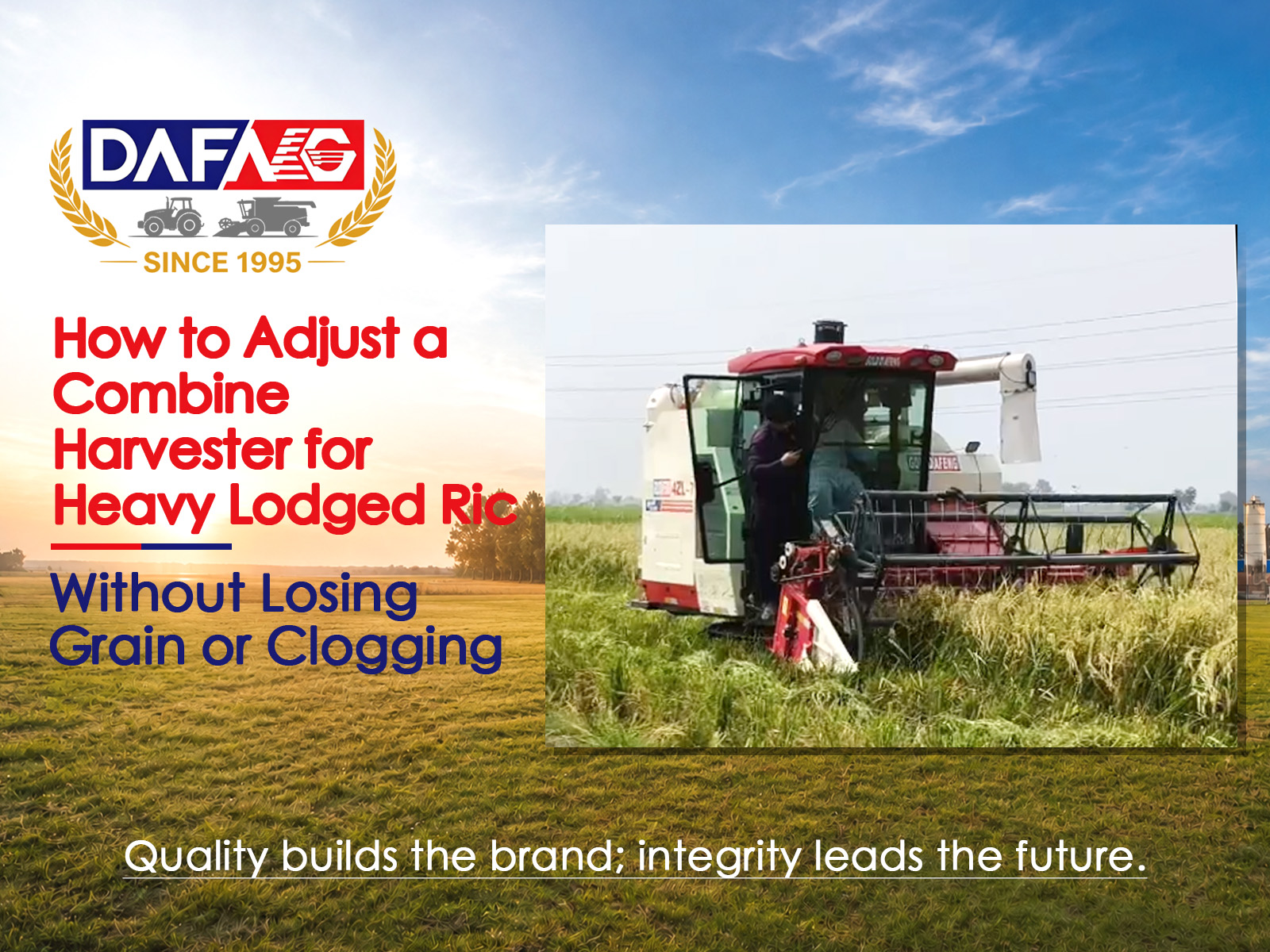 How to Adjust a Combine Harvester for Heavy Lodged Rice Without Losing Grain or Clogging