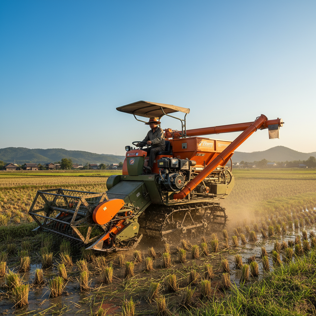 Automatic Rice Harvester For Diesel-Powered Farm Work