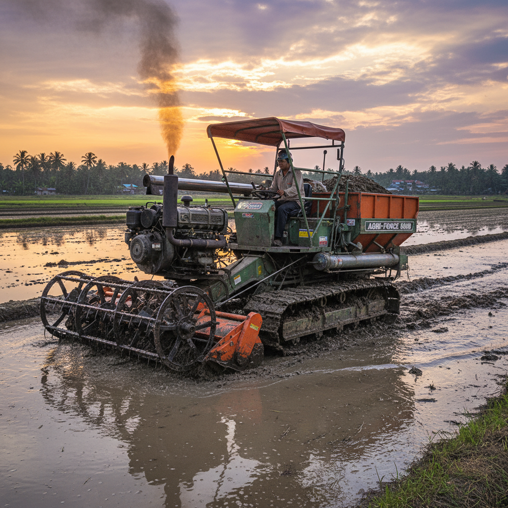 Rice Harvester For High-Power Land Preparation