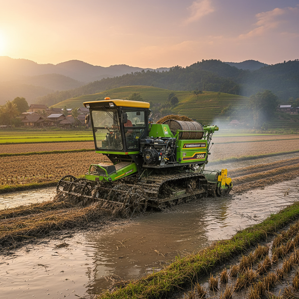 Rice Harvesting Machine For High-Power Land Preparation