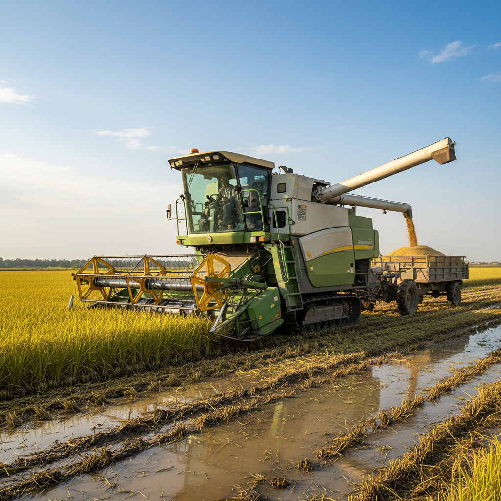 Rice Reaper Harvester For Efficient Grain Combining