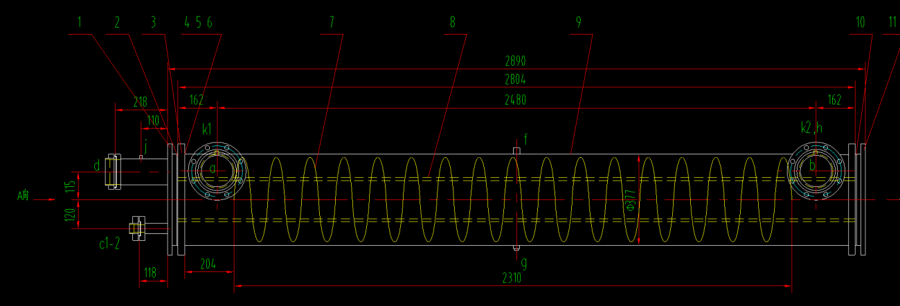 Geradrohr-Einfachdurchlauf-DX-Verdampfer mit Spiralleitblech (1)