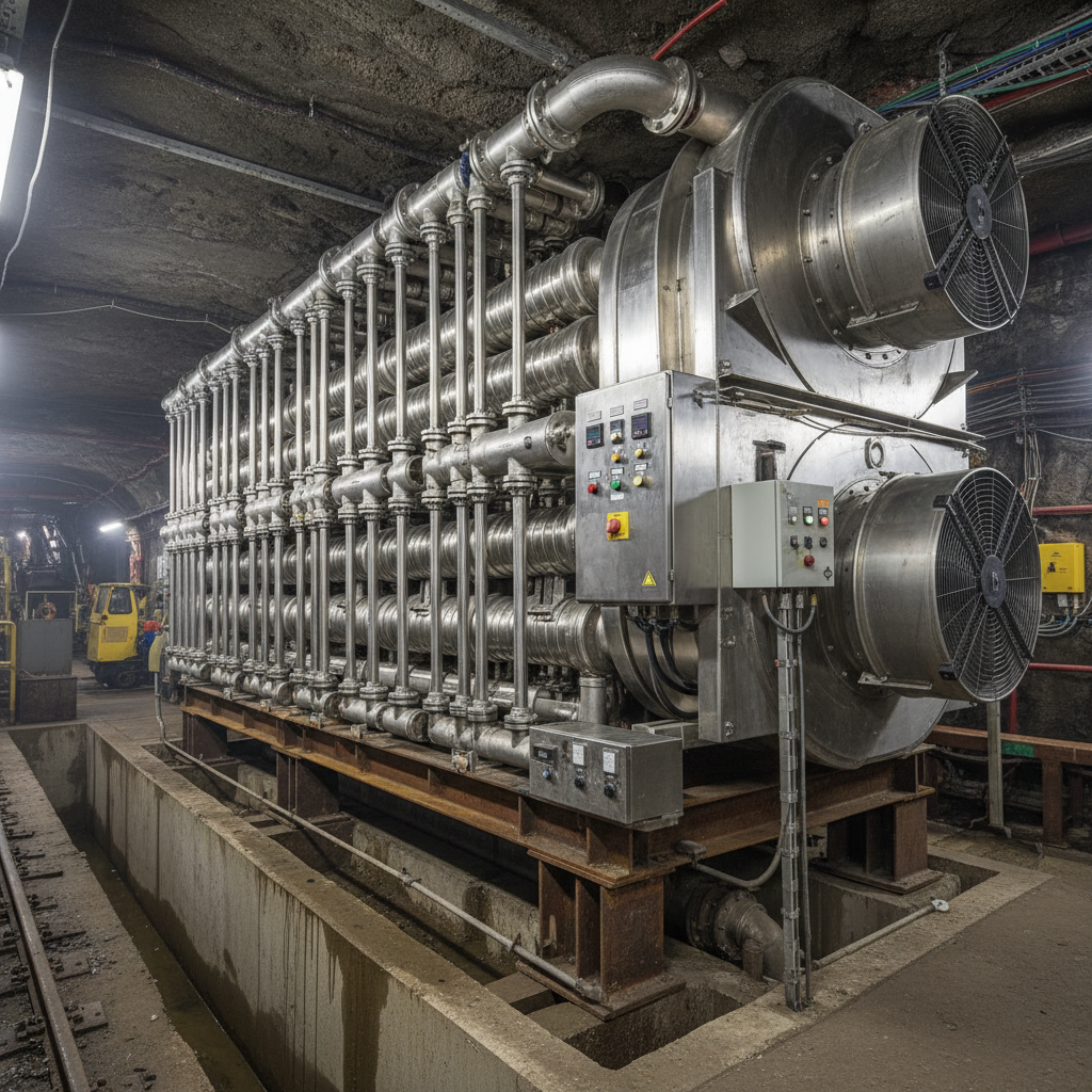 Multiple Circuits Titanium Tube Condenser For Mining Underground Ventilation Cooling
