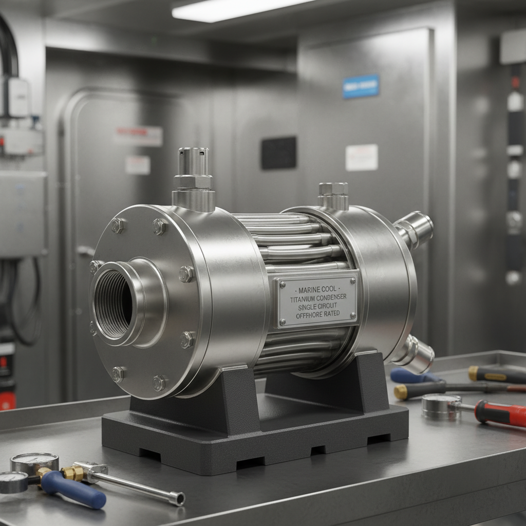 Single Circuit Titanium Tube Condenser For Marine And Offshore Vessel Refrigeration