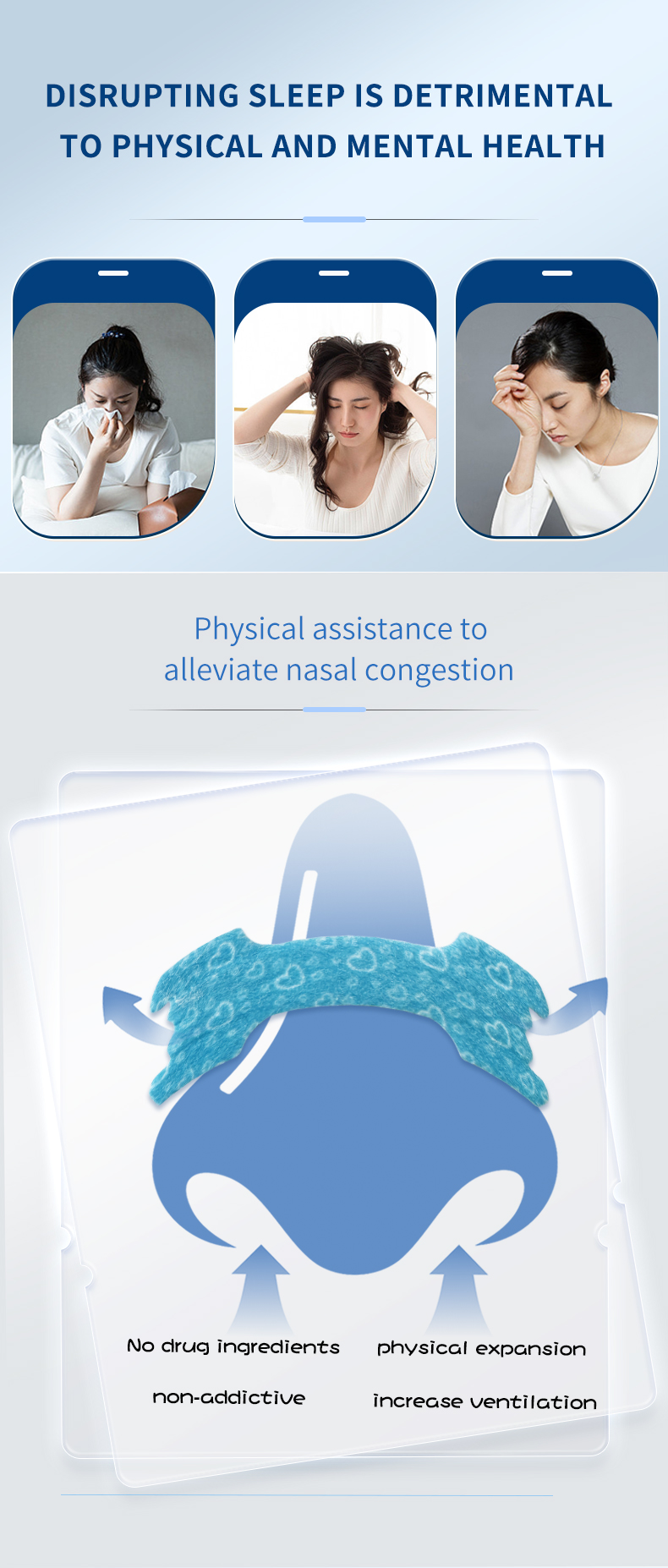 Tira nasal pequena em formato de osso, suporte respiratório extra forte para um sono melhor, detalhe azul (2)