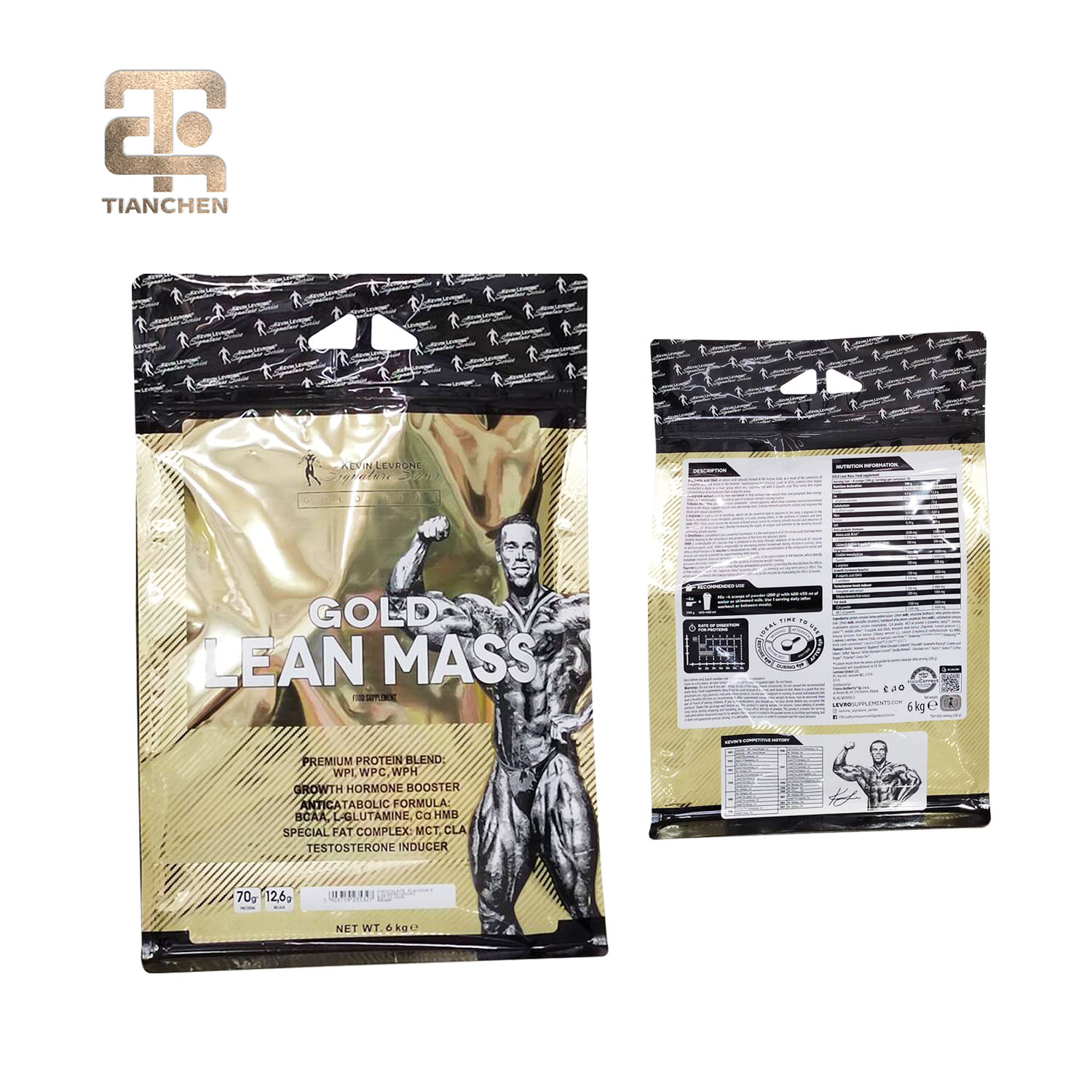 Flat Bottom Bag / Aluminum Foil Plastic Bag Recyclable with Zipper for Protein Powder Packaging