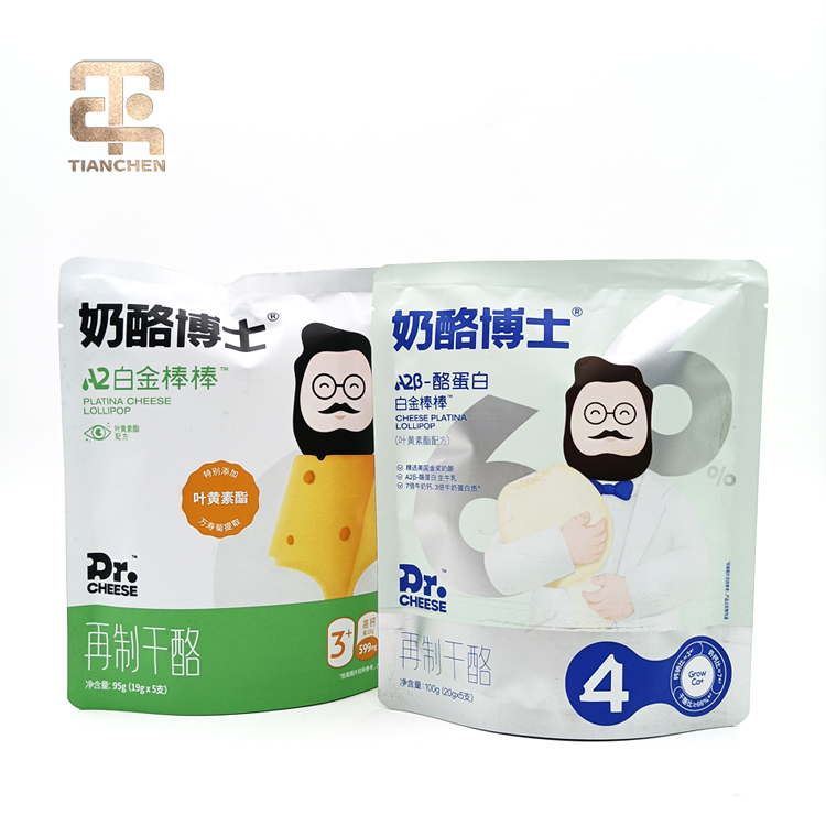 Custom Printing Laminated Plastic Packaging Zipper Stand up Pouch for cheese products