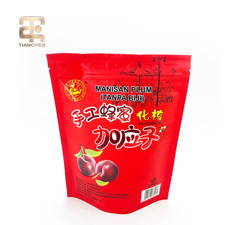 Resealable Mylar Snack Food Doypack Laminated Standing up Dried Fruits Pochon Soft Touch Zipper Bags