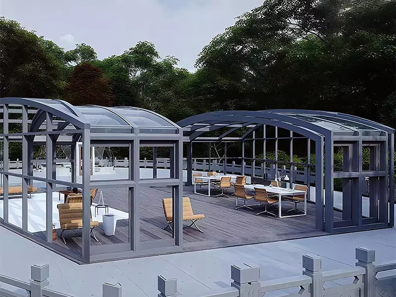 Retractable pool enclosure dome design