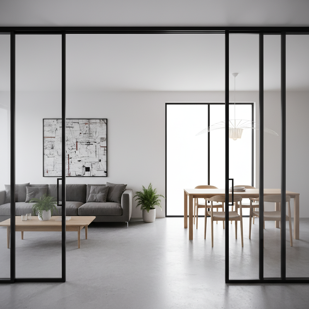 Slim Profile Aluminium Sliding Doors For Interior Decoration