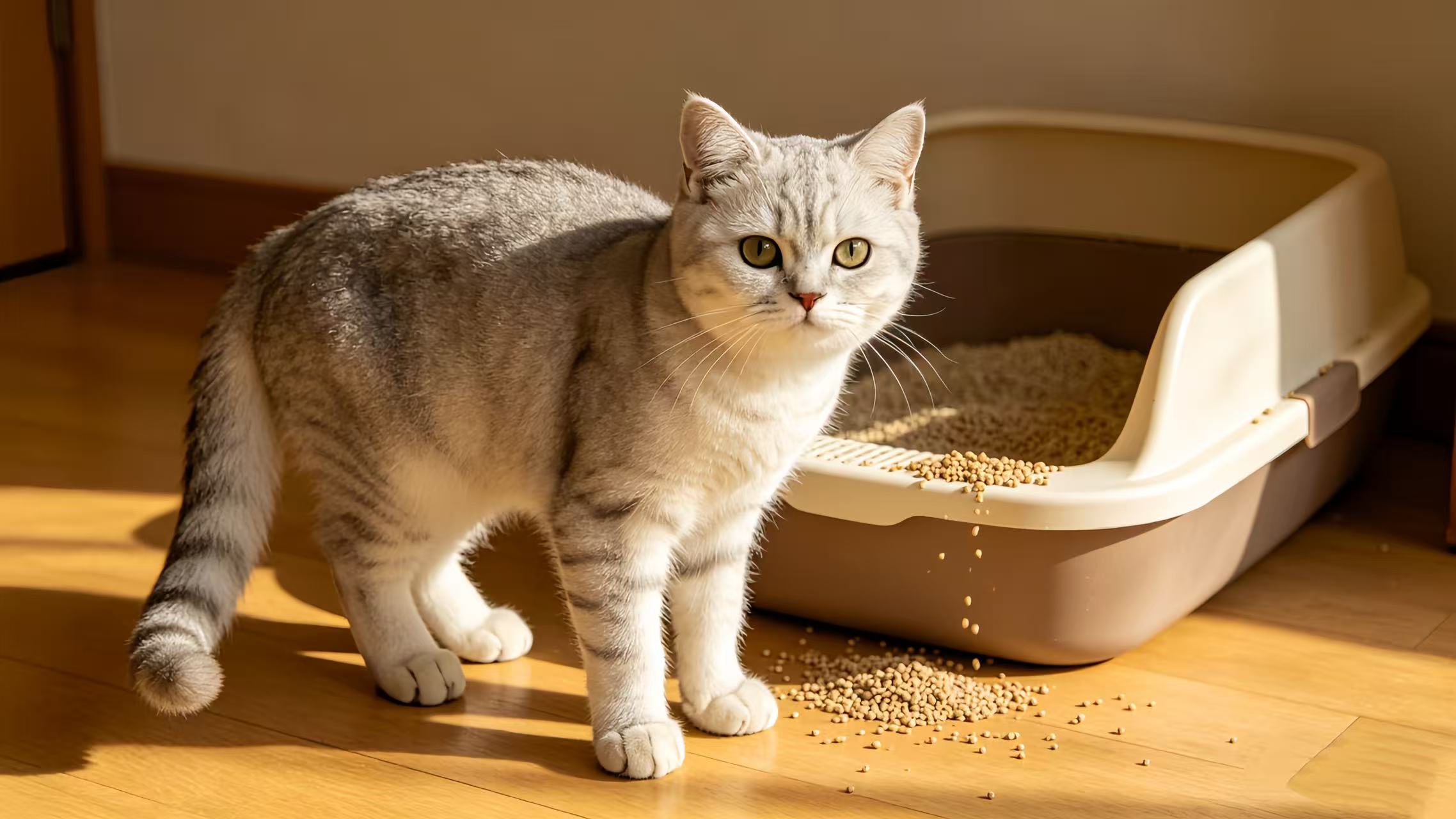Green apple flavored crystal cat litter is dry and non stick to the bottom