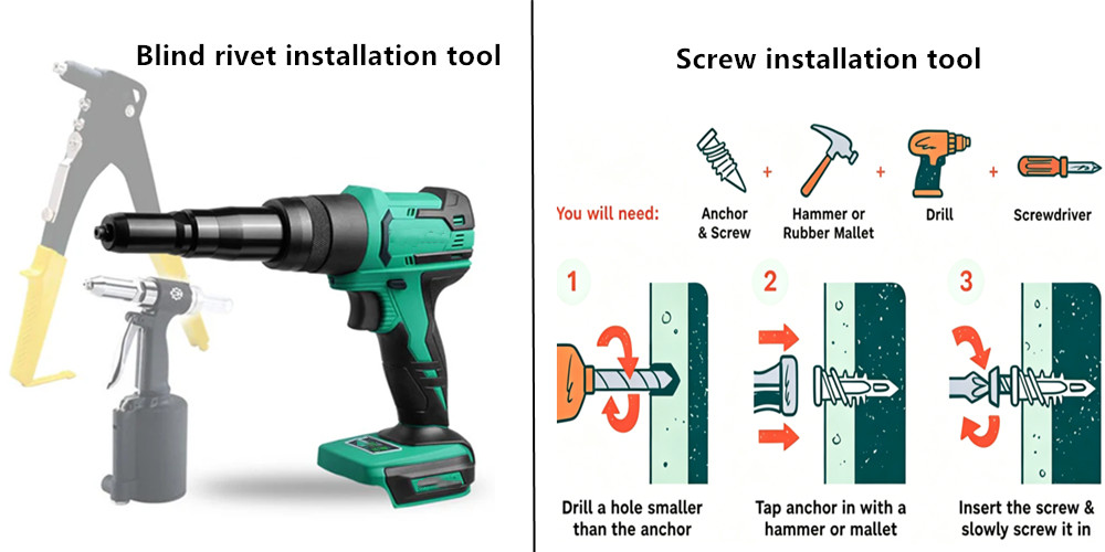 Aiplle screw and rivet installation tools