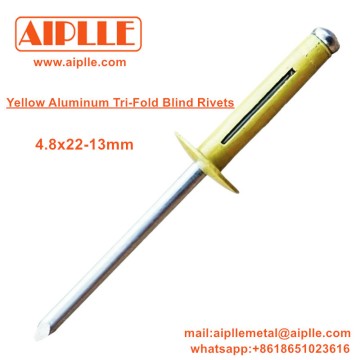 Yellow Aluminum Tri-Fold Blind Rivets