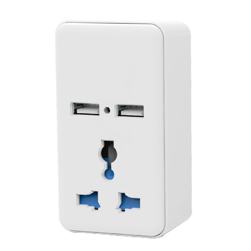 通用旅行适配器，带 2.1A USB 端口，适用于欧标插头