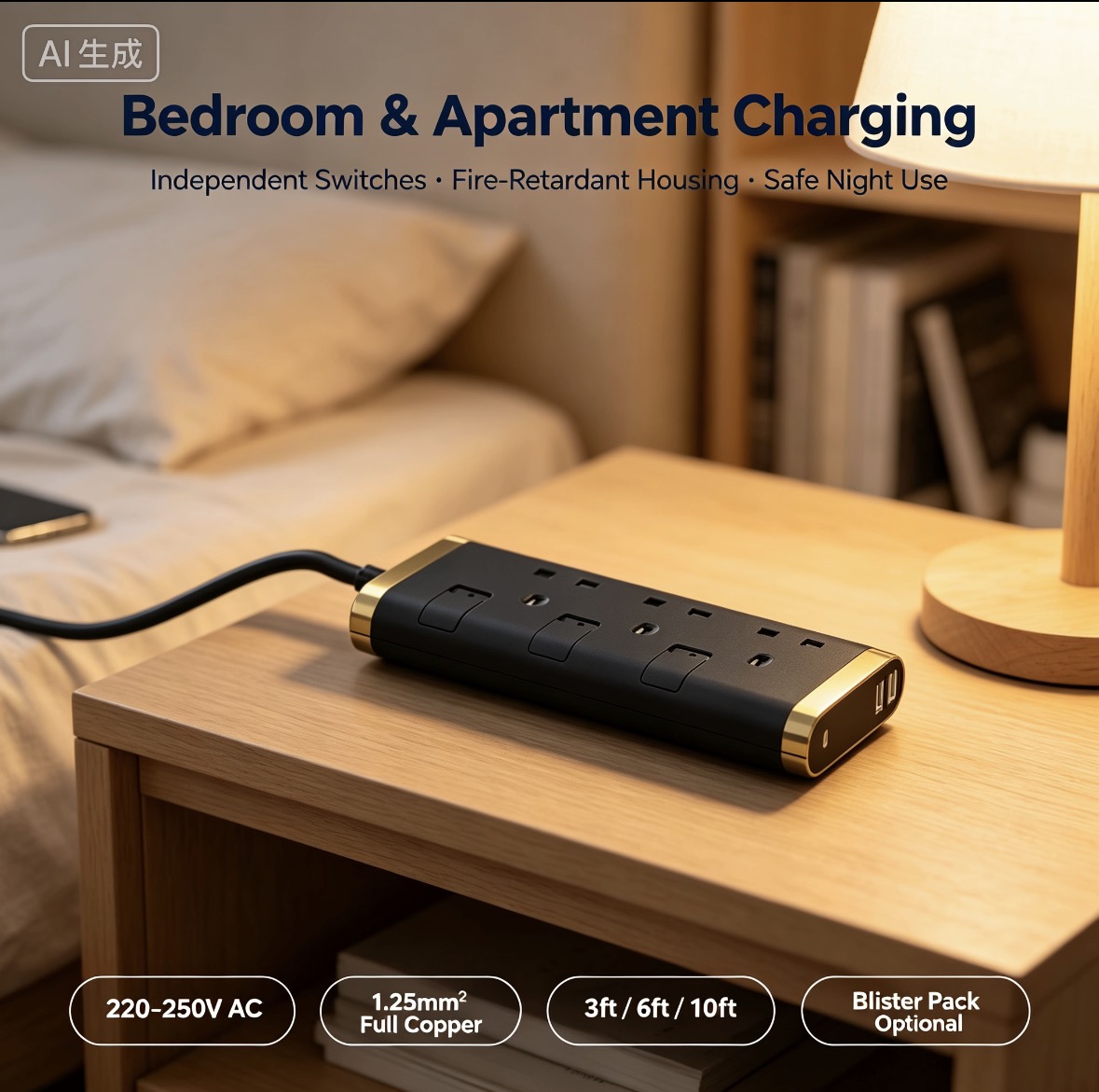 New Design UK Sockets Power Strip For Student Dormitories