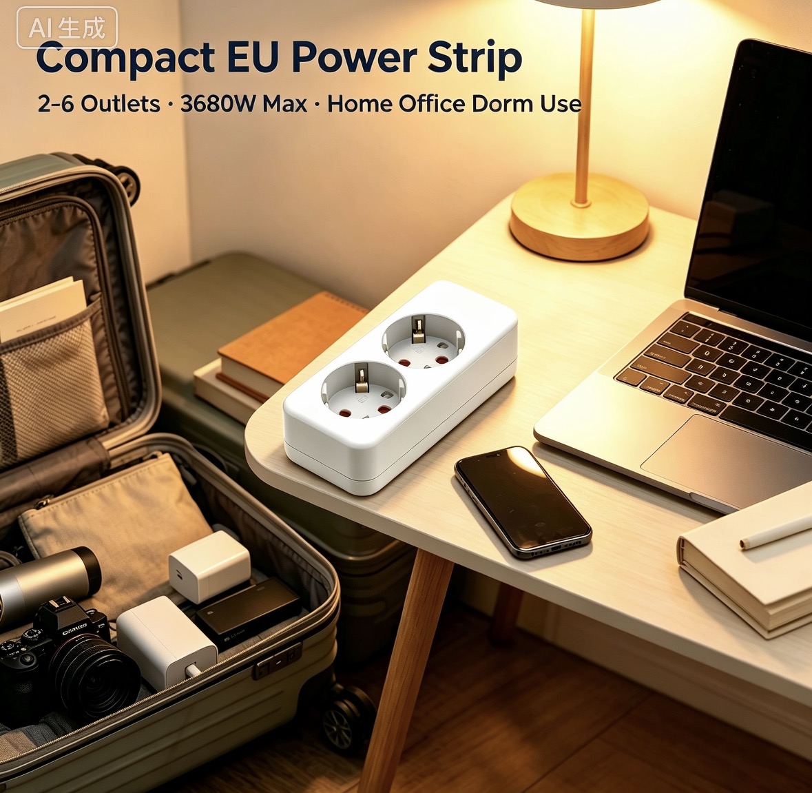 EU Standard Grounded Power Strip For Student Dormitories