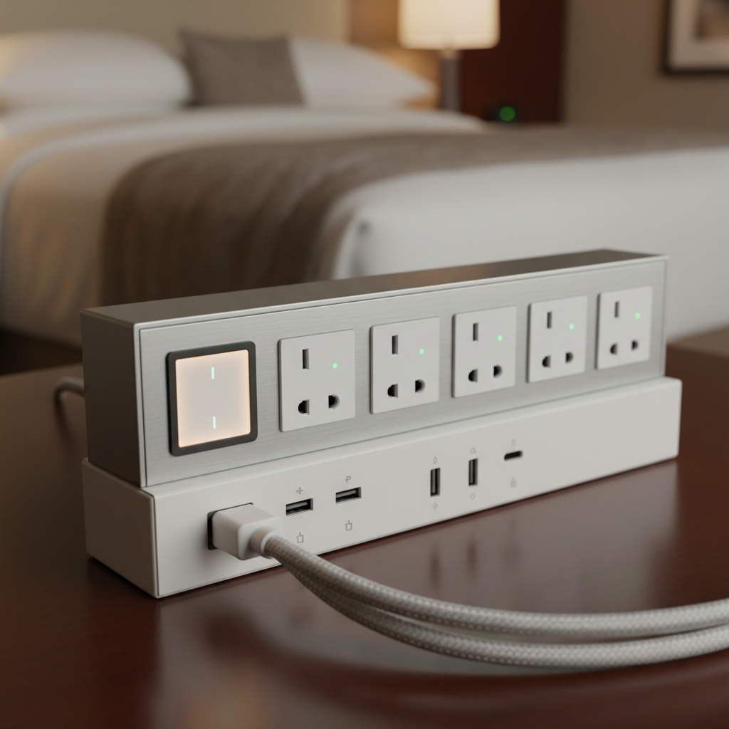 Power Strip With Switch For Hotel And Hospitality Rooms