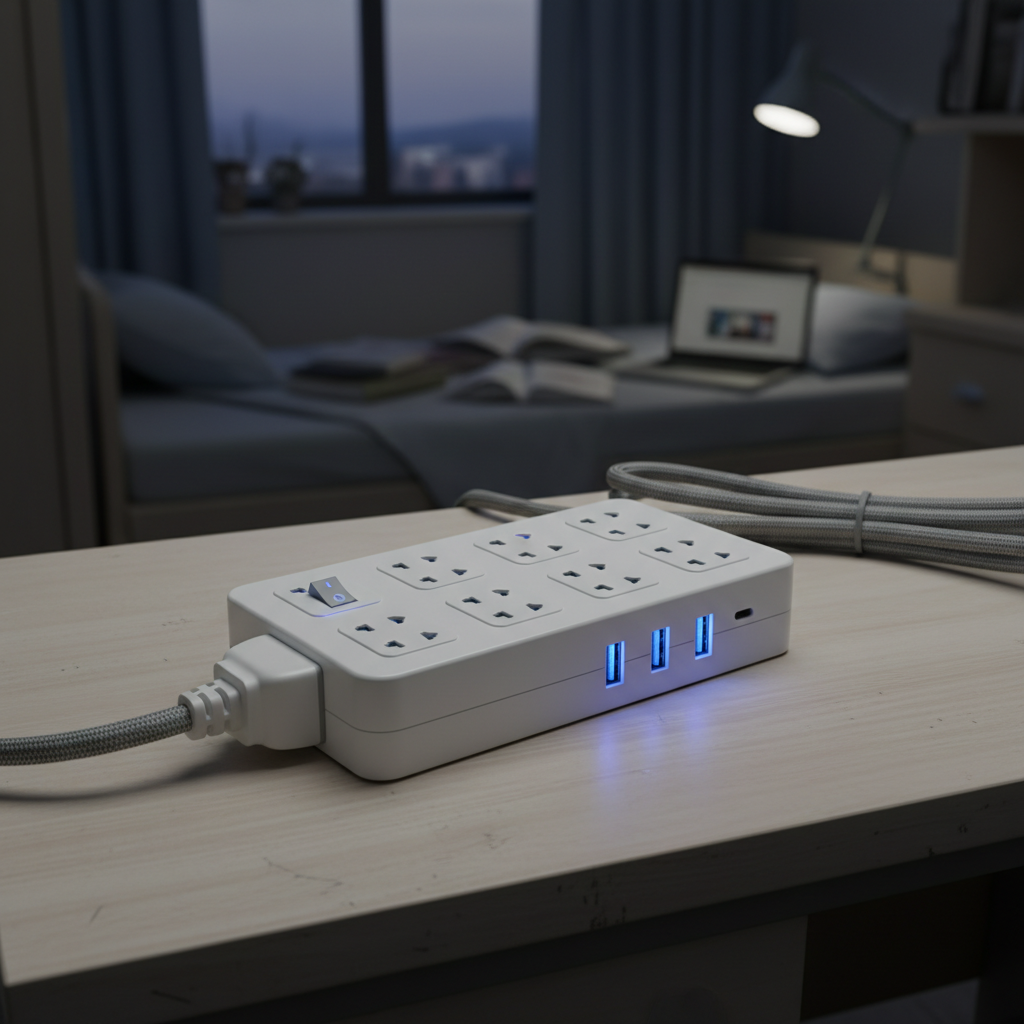 Extension Lead With Switches And Usb For Student Dormitories
