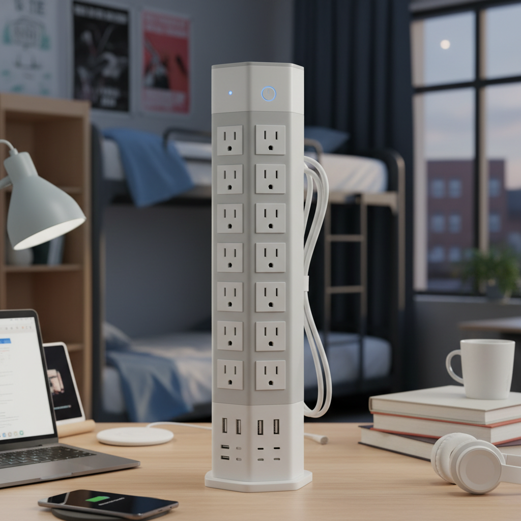 Tower Extension Lead With Usb For Student Dormitories
