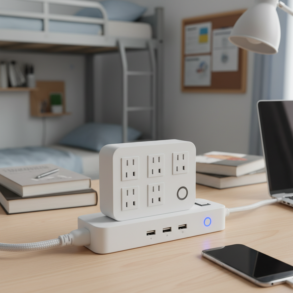 Power Strip With Usb And Surge Protector For Student Dormitories
