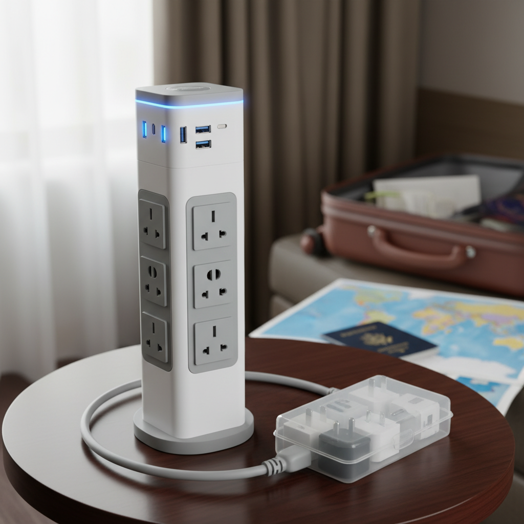 Tower Extension Lead With Usb For International Travel And Plug Conversion