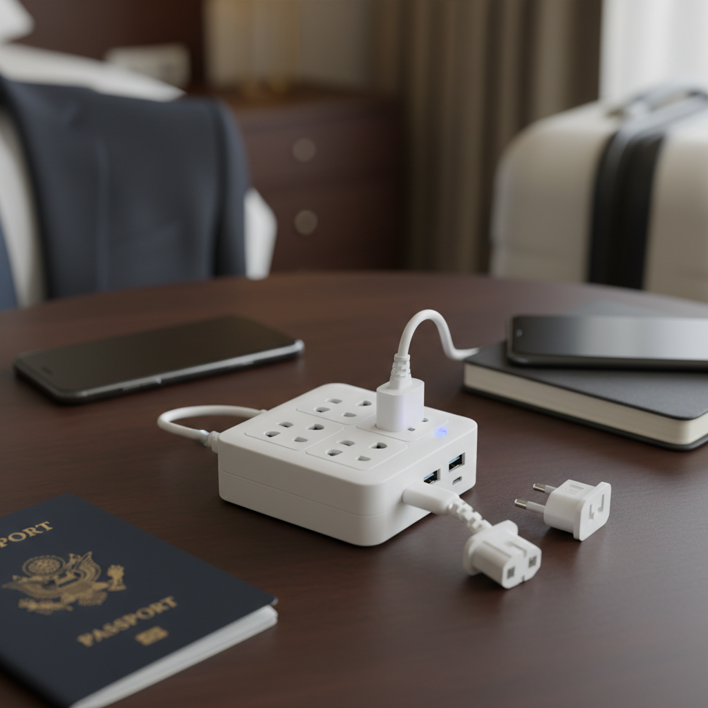 Power Strip With Surge Protection For Business Travel