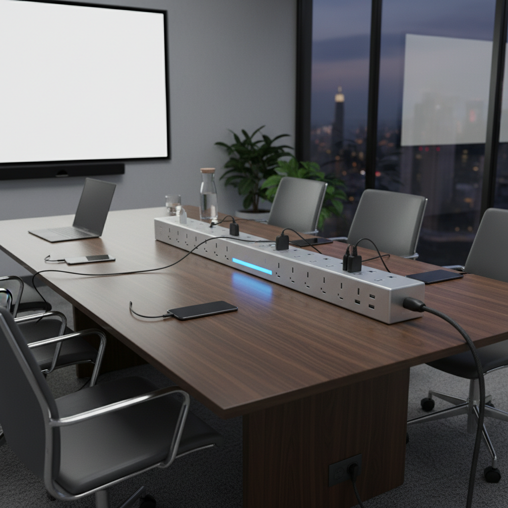 Surge Protector Power Strip For Conference And Meeting Rooms