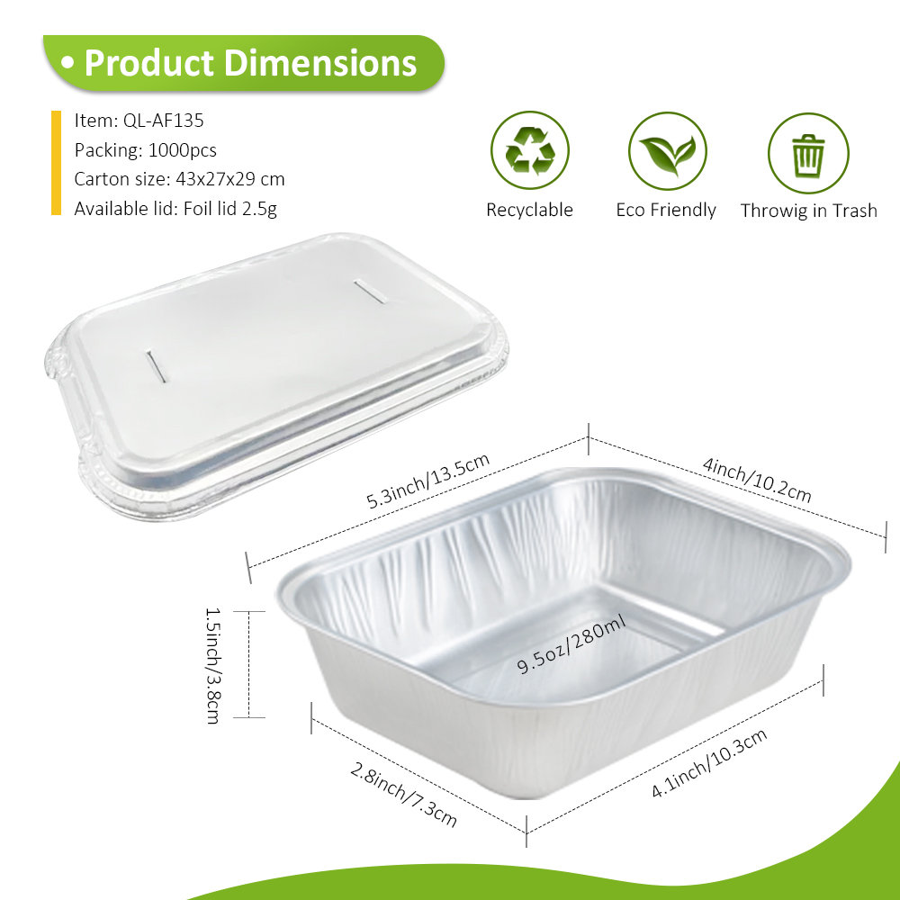 280ml Airline Aluminum Foil Meal Tray with Lid, Lightweight Airline Catering Box