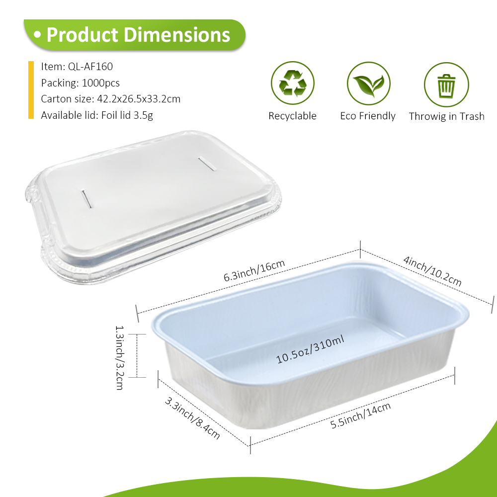 310ml Coated Airline Aluminum Foil Meal Tray with Lid, Disposable Airline Catering Container