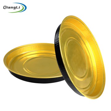 Black Gold Duplex 28.7oz/850ml 9.65"x6.1" Aluminum Foil Container with Plastic Lid for Steak Dinner & Grain Bowl