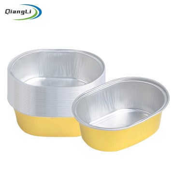 BRC Certified 2oz/60ml 3.1"x2.3" Gold Oval Foil Container for Sauce Portion & Condiment Serving