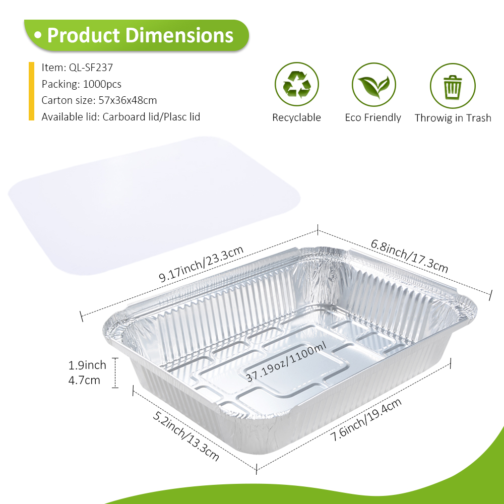 BRC Certified 37.2oz/1100ml 9.17"x6.81" Aluminum Foil Tray for Large Pasta Bake & Catering Rice Dish