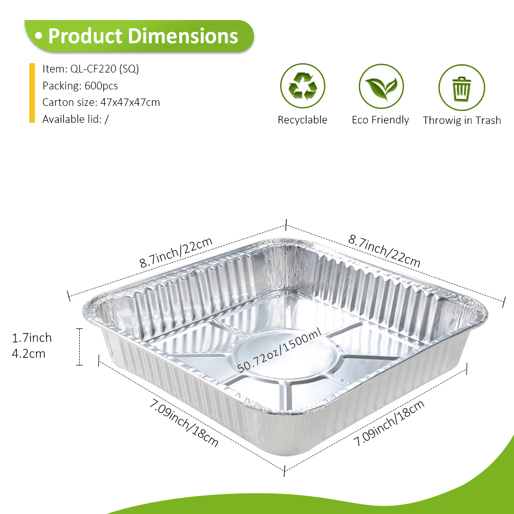 BRC Certified 50.7oz/1500ml 8.66"x8.66" Square Roasting Pan for Whole Roasted Cauliflower & Pork Tenderloin