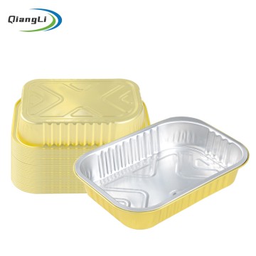 Bulk Pack 10.8oz/320ml 6.34"x4.33" Gold Foil Container with Foil/Plastic Lid for Meal Prep Rice & Chilled Soup