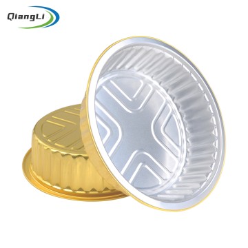 Commercial Grade 31oz/920ml 7" Round Gold Foil Container with Foil/Plastic Lid for Baked Pasta & Party Dip