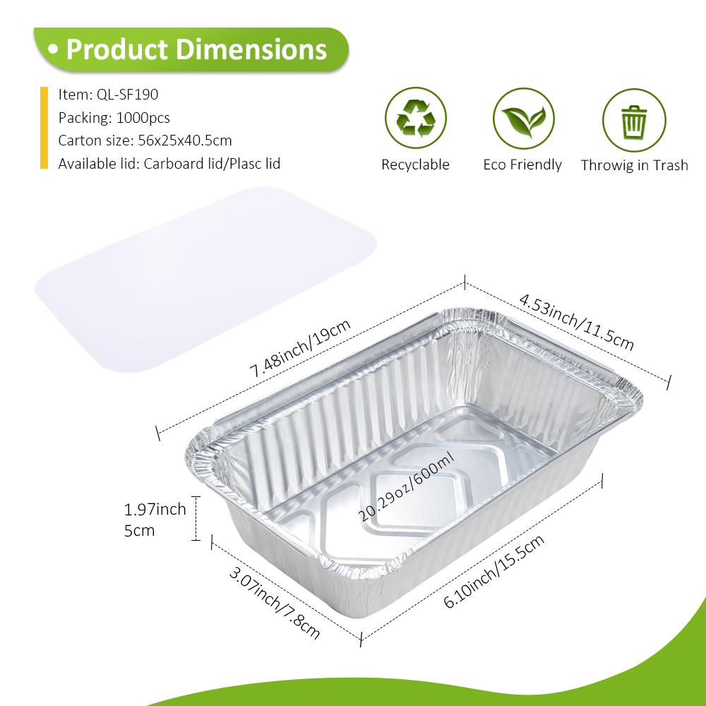 Customizable 20.3oz/600ml 7.5"x4.5" Aluminum Foil Tray for Grilled Fish & Lo Mein Noodles